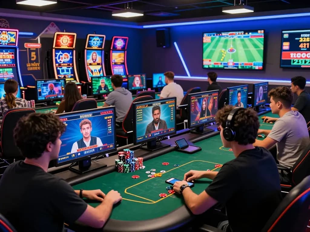 Players engaging in various games at nk88 online casino, showcasing an immersive gaming environment