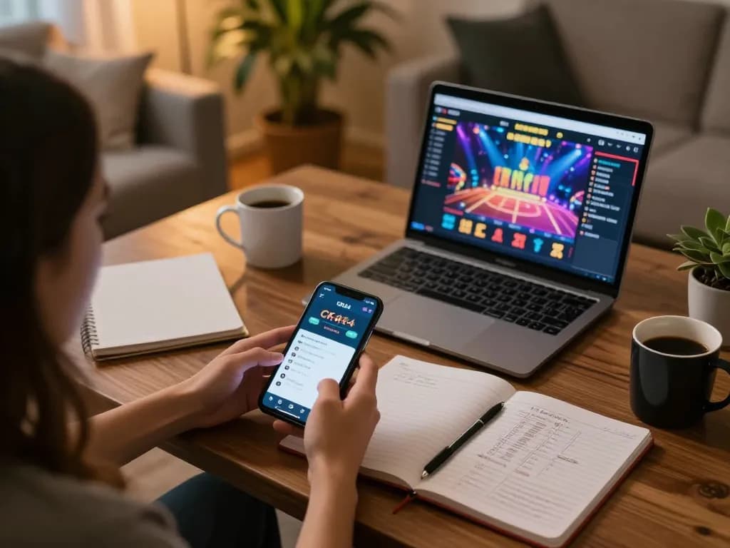 Play games on CK444 app while managing bankroll and strategies at home.