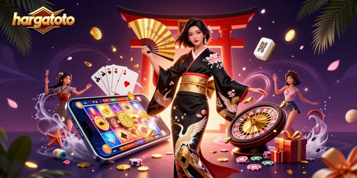 Experience hargatoto with an Asian-themed casino scene, showcasing vibrant games and dynamic elements.