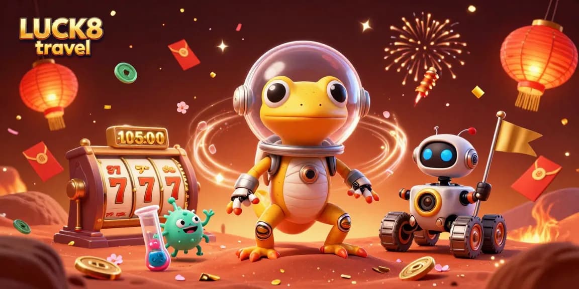 Win big with LUCK8 travel at this vibrant, thrilling casino adventure illustration!