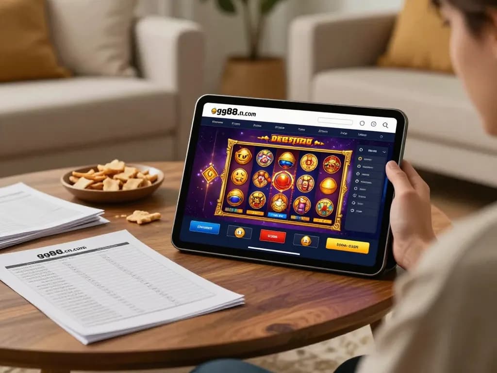 Engaged player enjoying gg88.cn.com online casino app for thrilling gameplay in a cozy setting.