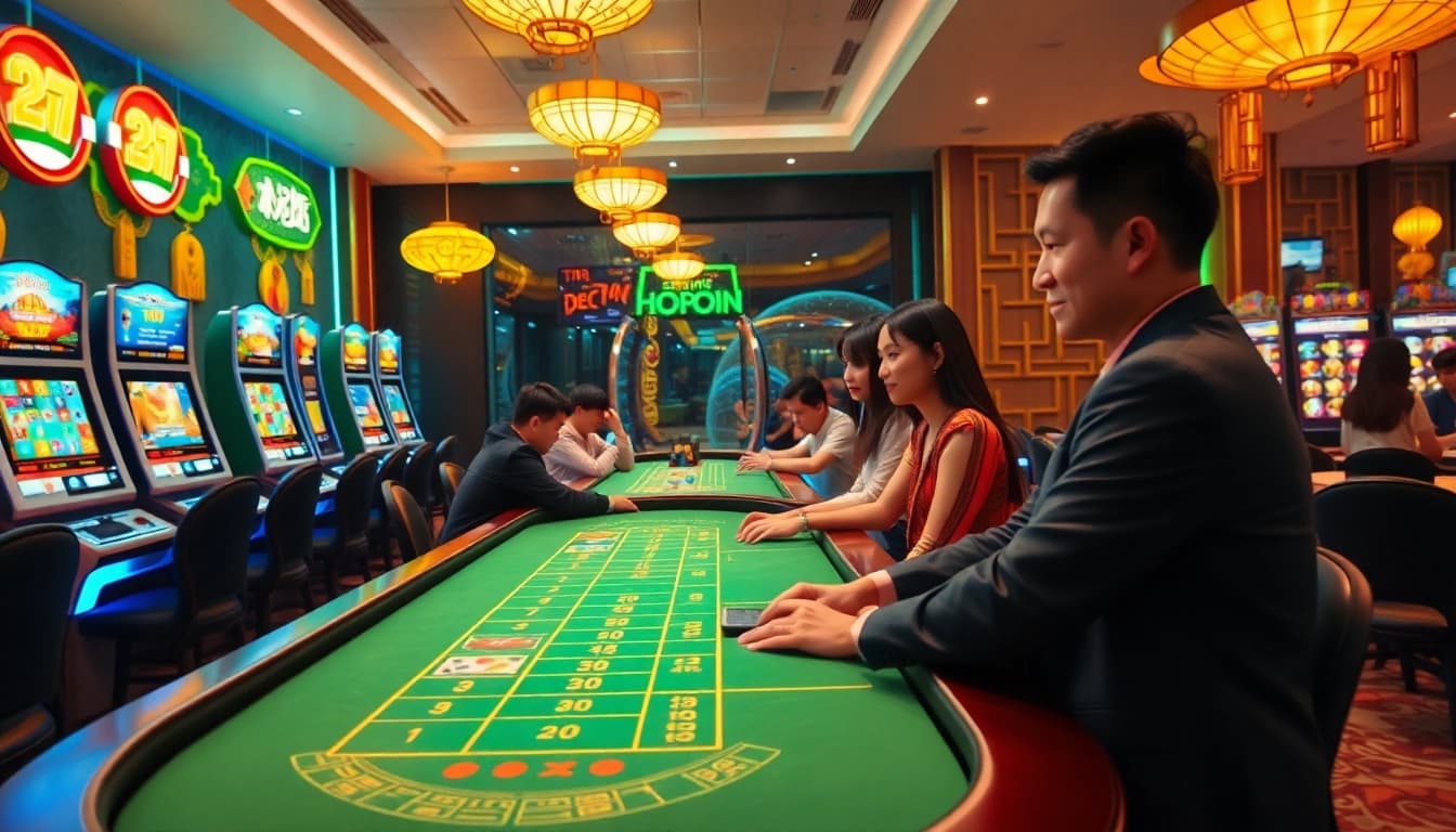 Engaging image of a Ho88 online gaming atmosphere featuring Vietnamese cultural elements and modern technology.