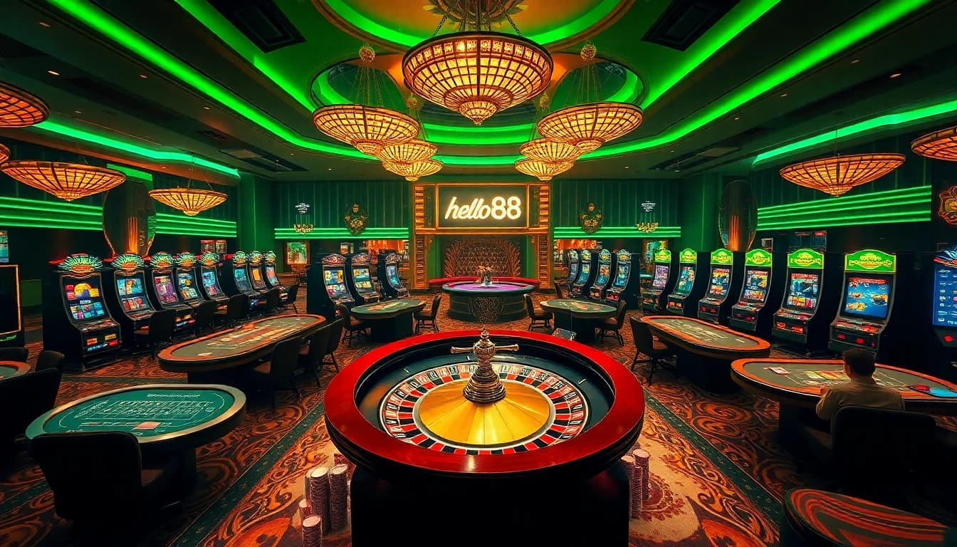 Exciting gambling environment at hello88 featuring a vibrant roulette wheel.