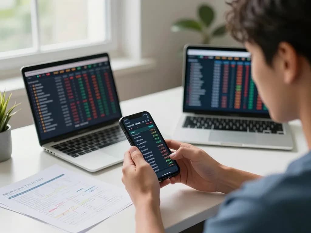 Engaging in soi kèo nhà cái hôm nay with smartphone displaying live betting odds in a focused gaming setup.