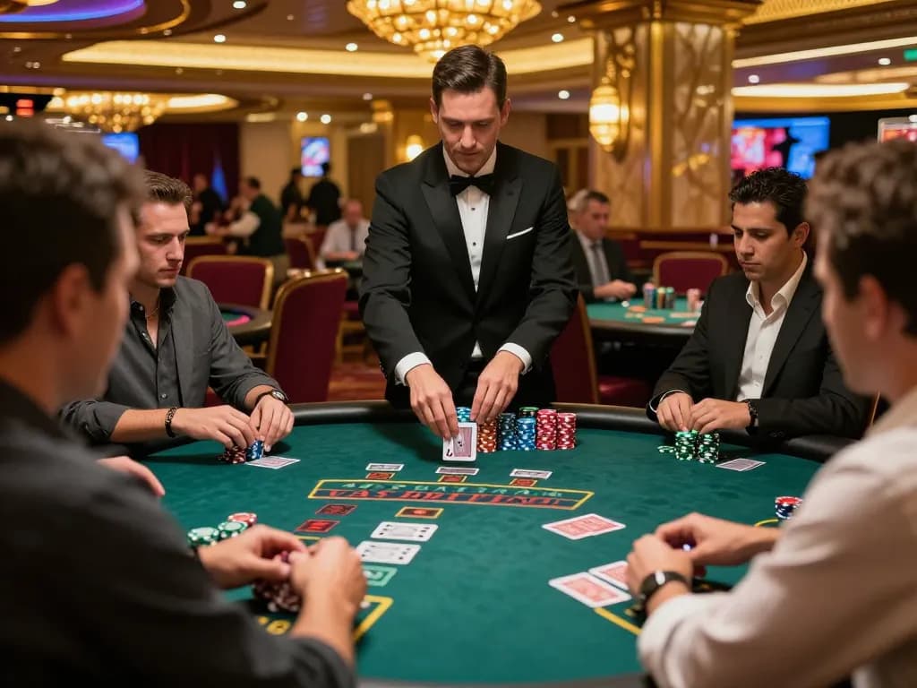 Winning blackjack strategy at a vibrant casino as players engage intensely with the worldharpday experience.