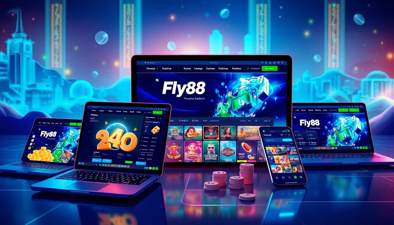 fly88 online gaming platform showcasing modern user interface and vibrant gaming icons.