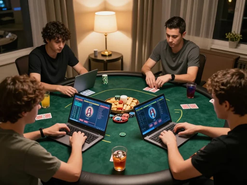 Exciting online poker gameplay showcasing Alternatif Dewapoker at home with players engaged.