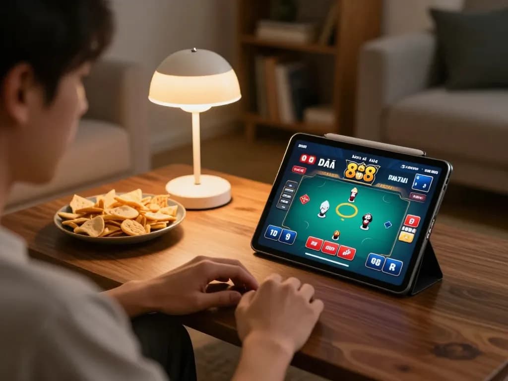 Engaged player analyzing đá gà 88 live betting interface at home with focused concentration.