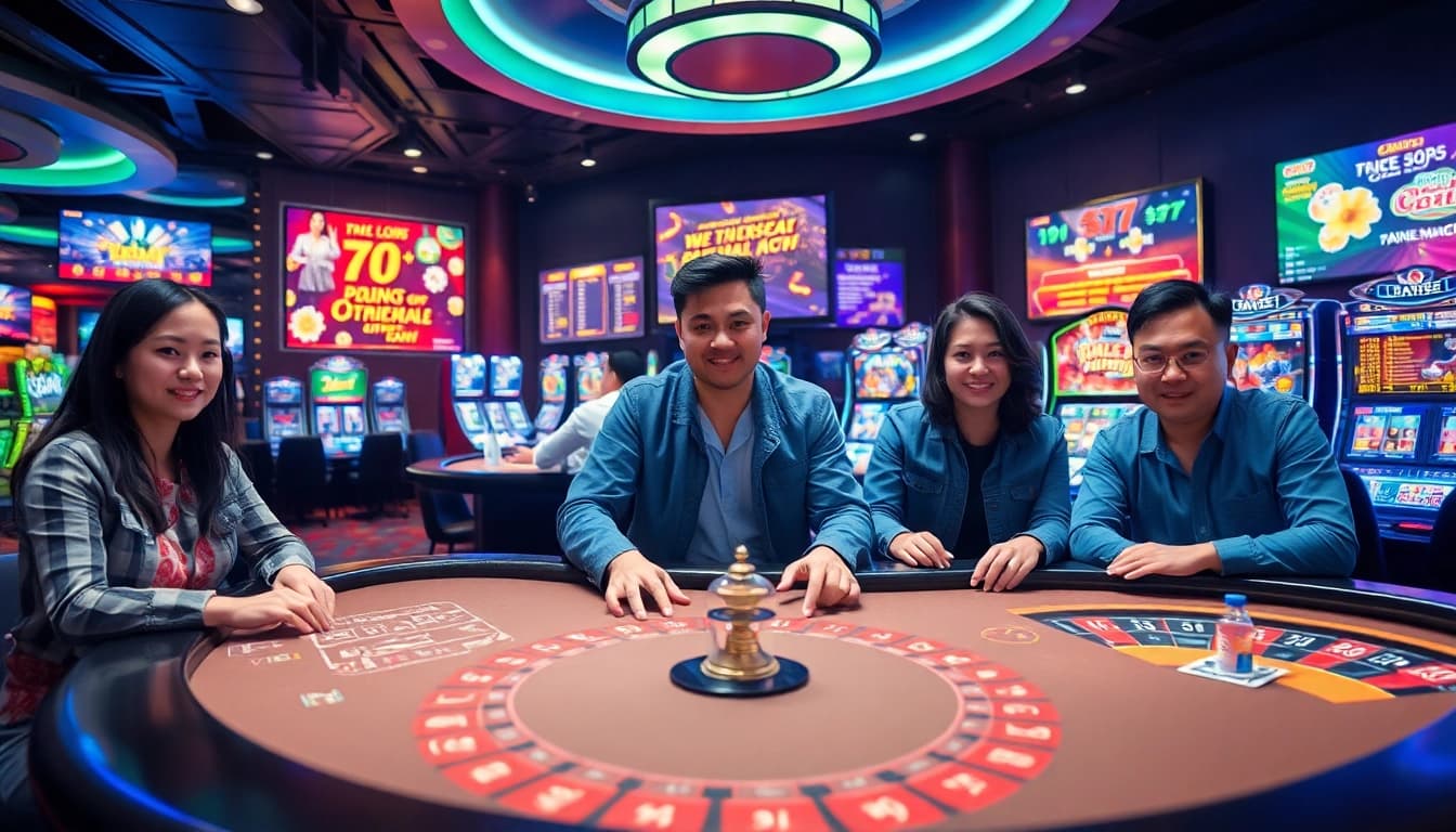 Experience the thrill of LV88's dynamic online gaming atmosphere with vibrant casino elements.