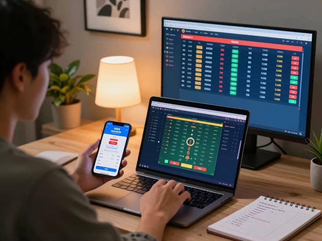 Betting on toto8 link alternatif through laptop while enjoying a cozy home setup.