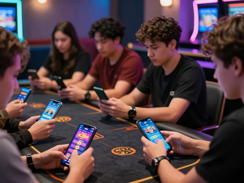 Engaged players enjoying the SC88 app in a vibrant casino environment, highlighting the excitement of online gambling.