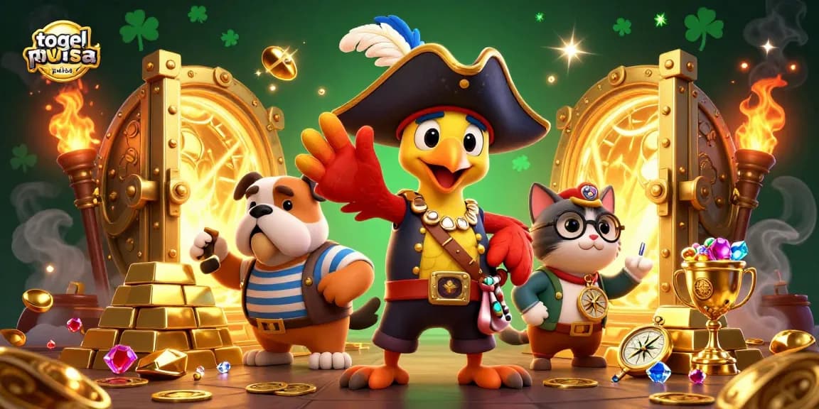 Engage in dynamic togel deposit pulsa gaming with rich 3D pirate characters and treasure elements.