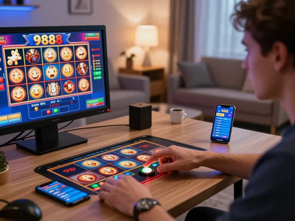 Engaging gameplay of 988slot on a modern tablet, illustrating dynamic online casino experience.