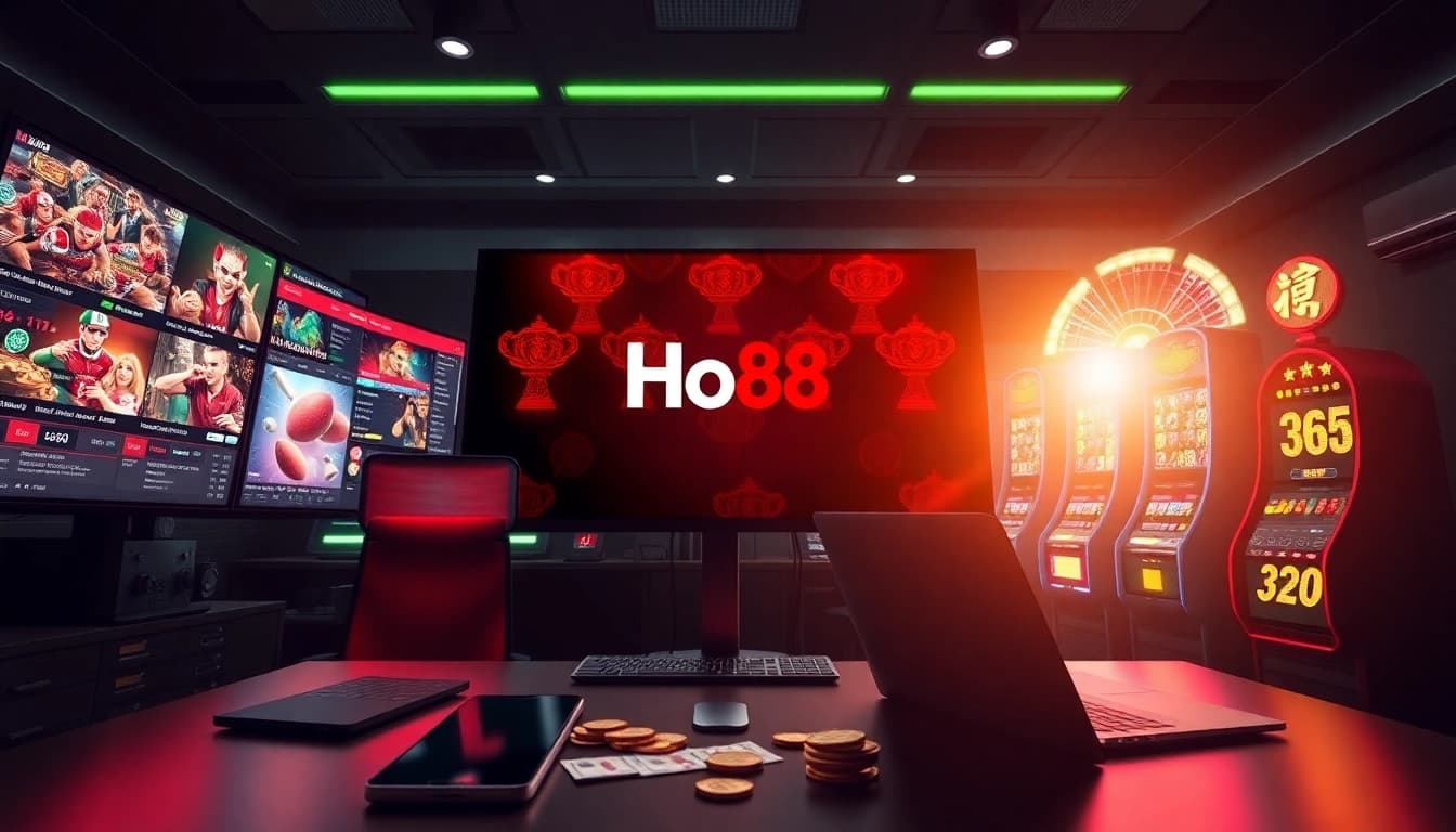 Ho88 online gambling platform showcasing engaging live casino games and betting options in a vibrant digital workspace.