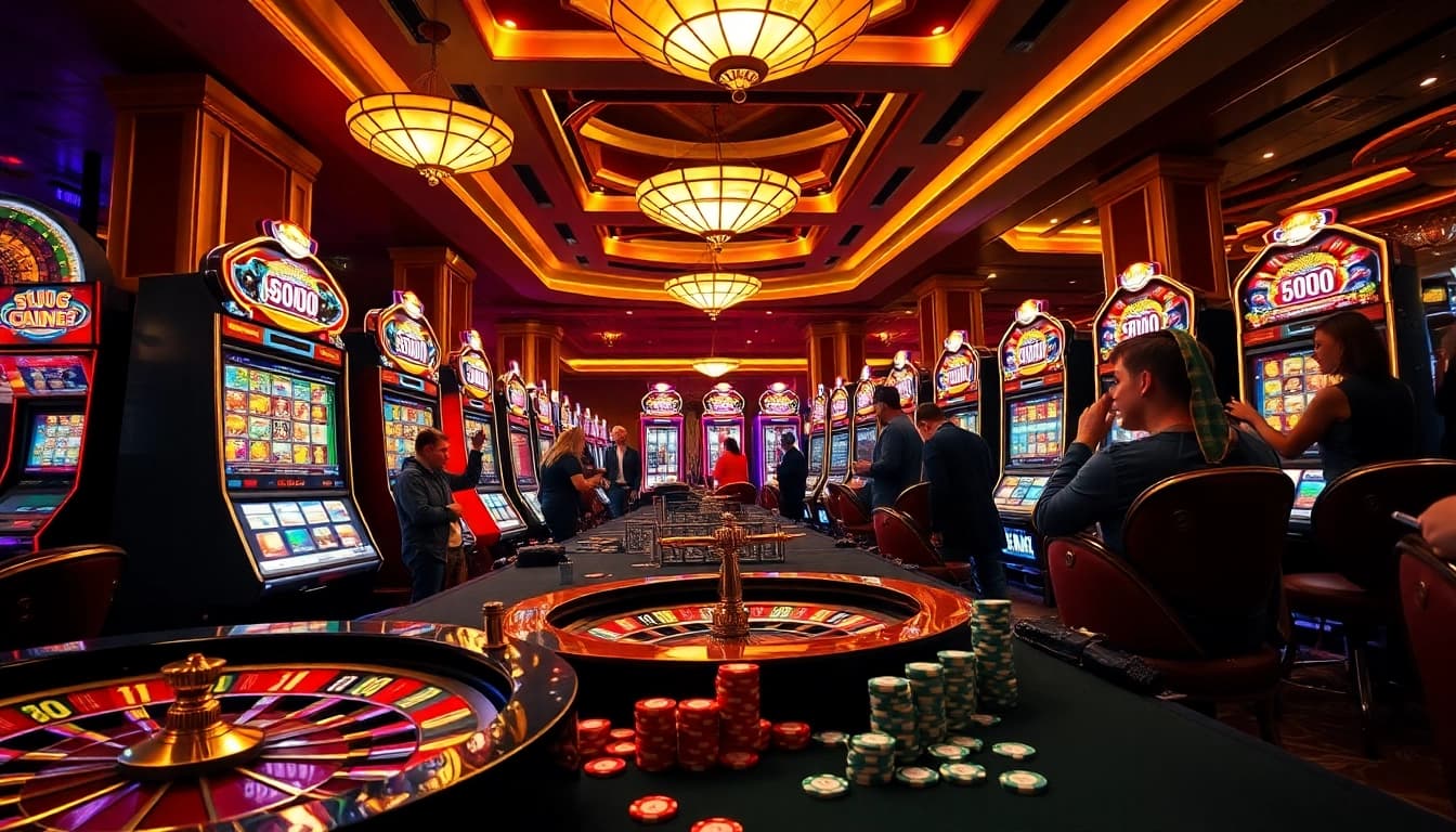 Experience the thrill of slot gacor bonus besar at luxurious casinos with vibrant slot machines and excited players.