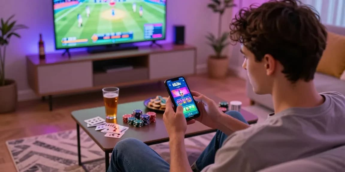 Engaging with the 663Bet app in a cozy home gaming setup.