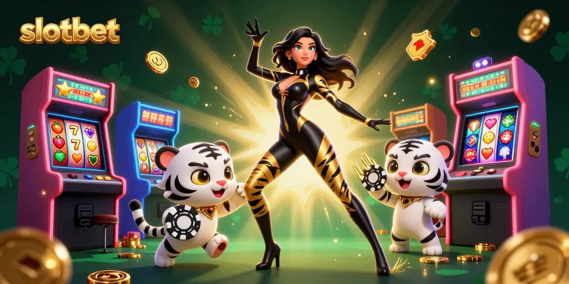 Explore exciting games and jackpots with slotbet in a vibrant casino scene filled with dynamic elements.