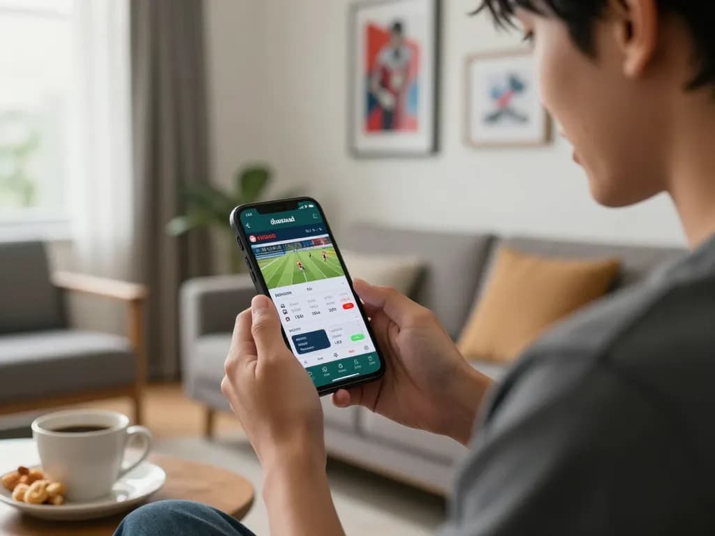 Engaging with เว็บแทงบอล through a smartphone to track live betting odds and statistics during a match.