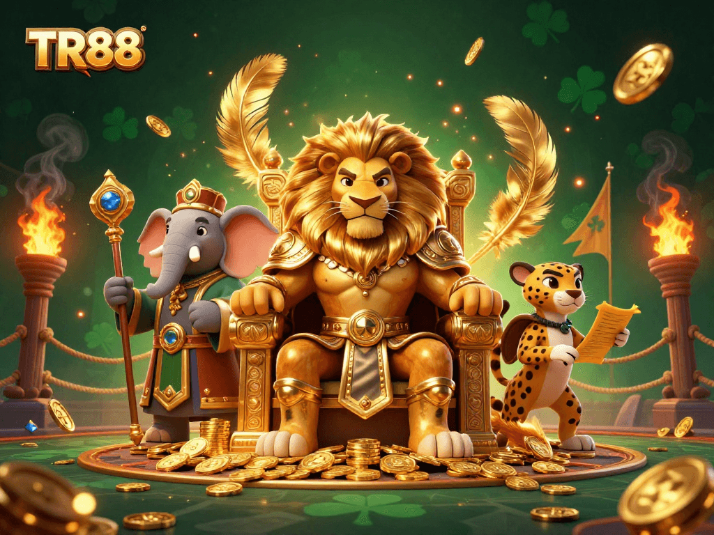 Join the action at TR88 with the fierce lion king and vibrant casino elements.