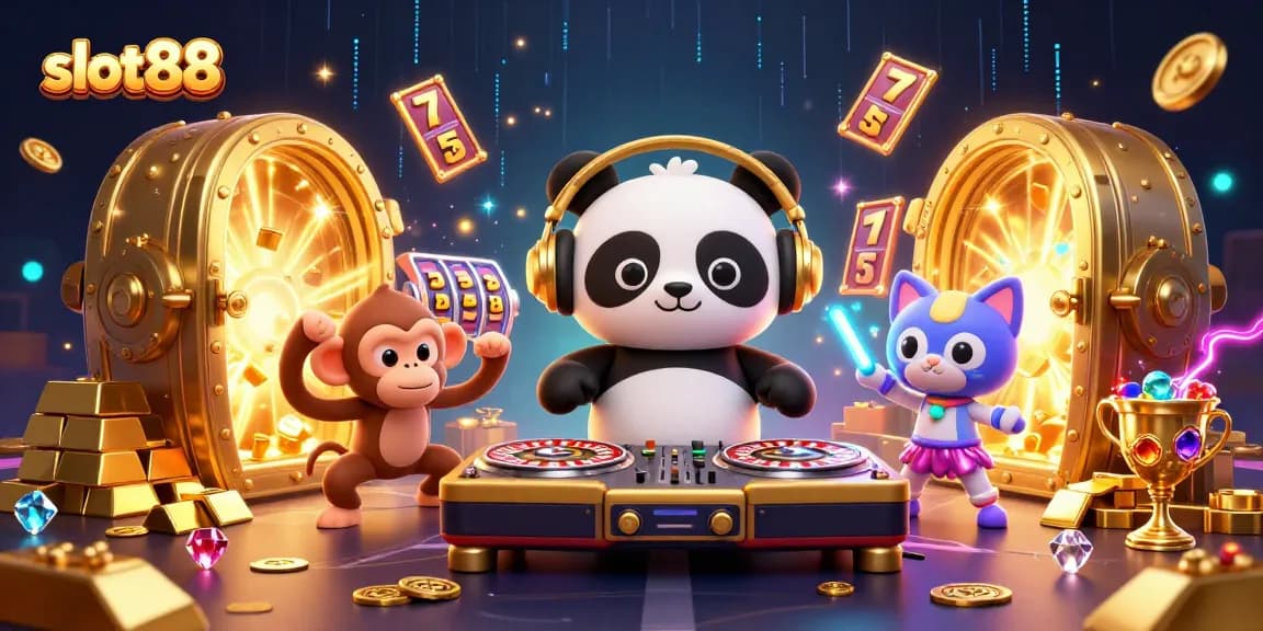 Mainkan slot88 dan menangkan jackpot sensasional dengan ilustrasi kasino penuh warna ini.