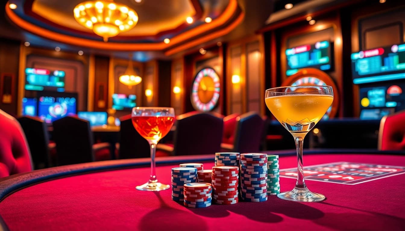 Nohu-themed vibrant casino scene with poker chips and roulette excitement.