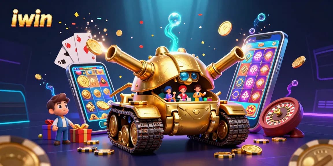 Experience exciting gameplay at iwin with a whimsical casino-themed golden beetle tank and vibrant gaming elements.