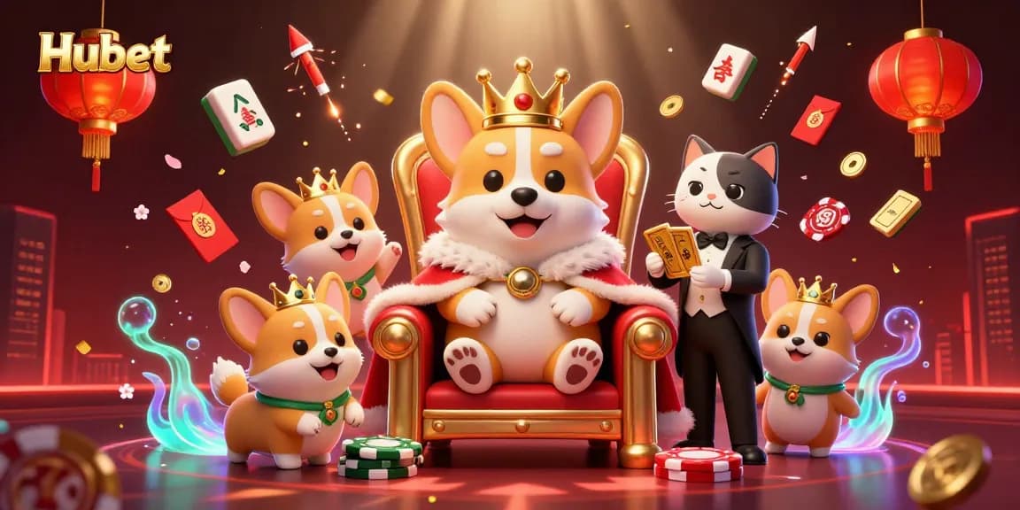 Hubet offers exciting casino thrills with a royal corgi and dynamic gambling elements showcased.
