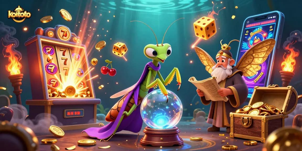 Koitoto players spinning the slot machine for big wins amidst vibrant casino graphics