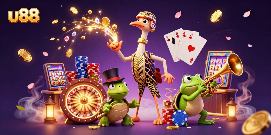 Engaging u88 casino experience with vibrant characters and exciting game elements in action.