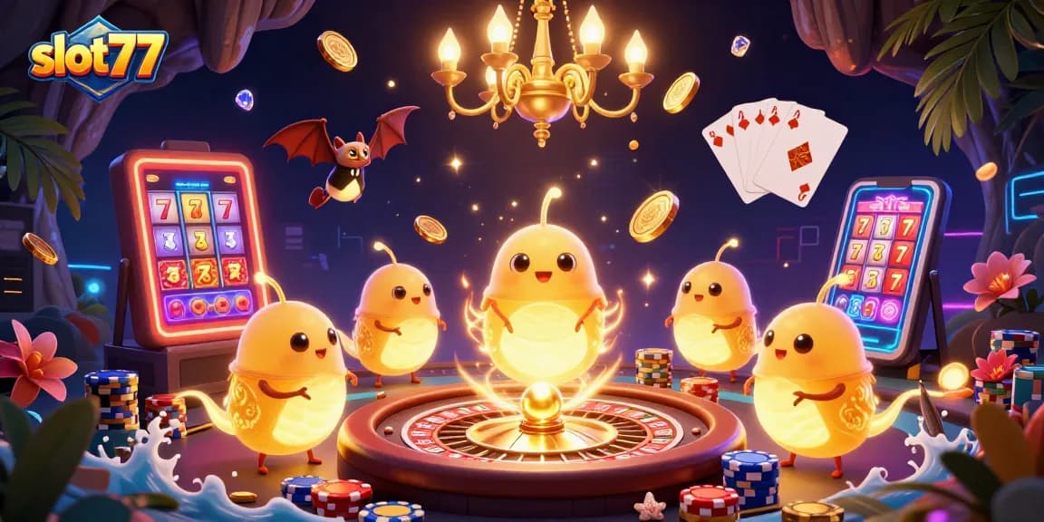 Engage with slot777 and experience vibrant casino action illuminated by glowworms and dynamic gaming elements.