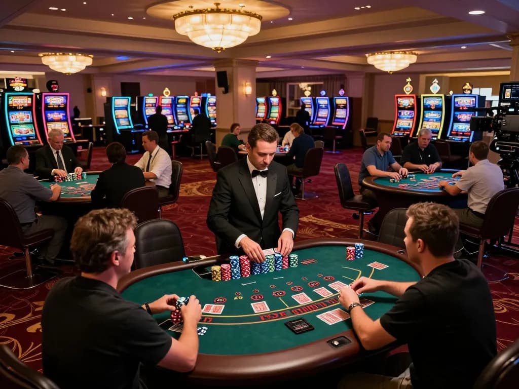 Players enjoying a thrilling blackjack game at LLWIN casino, showcasing excitement and strategy.