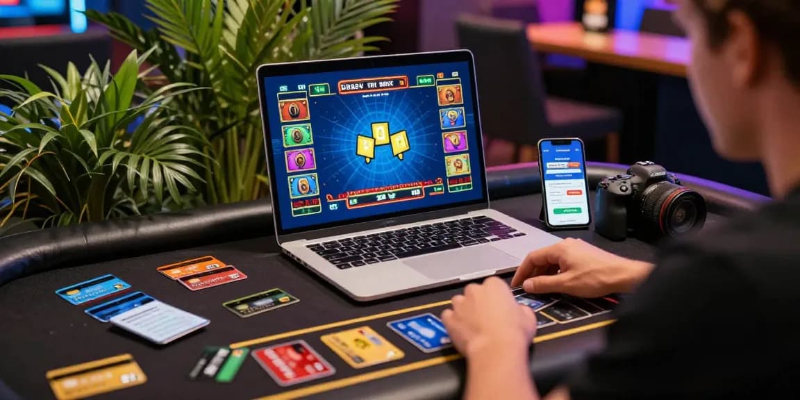 Engaging scene from https://scoarch.org.uk list of credit card casinos showcasing a player enjoying a live dealer game with credit cards and banking apps.