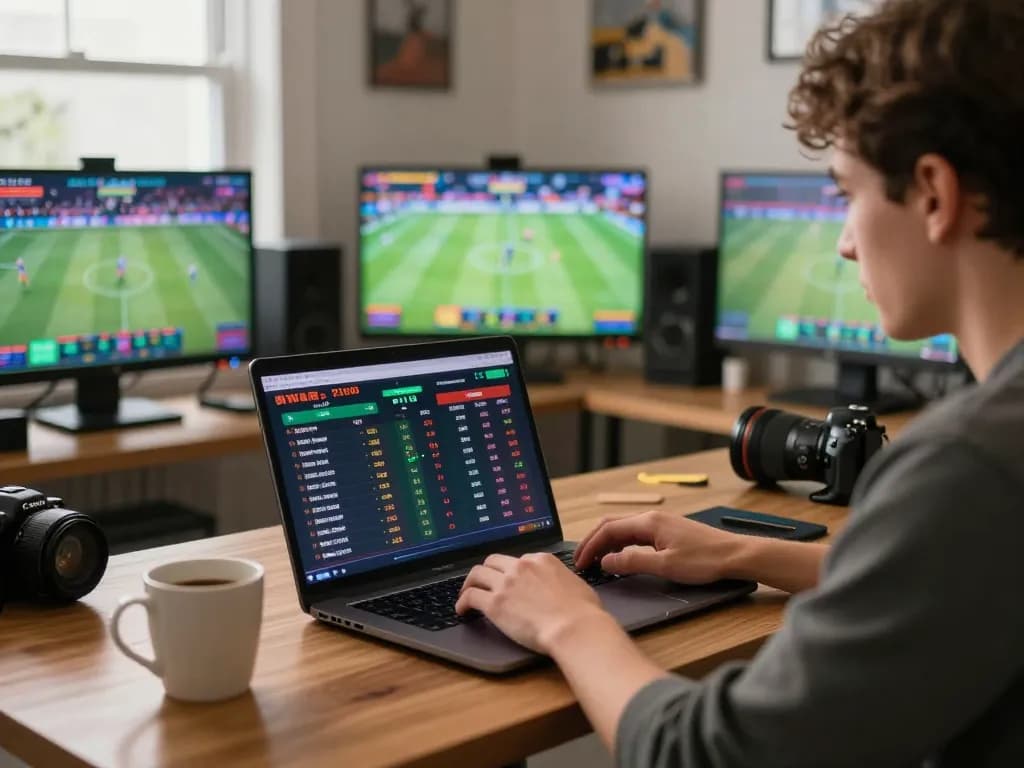 Engaged player using 888NEW for live sports betting action in a cozy home atmosphere.