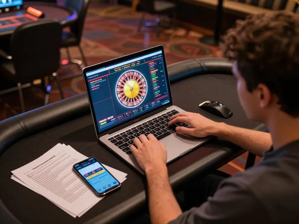 Engaging Canada online casinos experience showing a player at home using a laptop for roulette