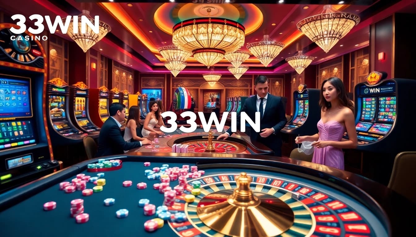 Experience the thrill of 33WIN online casino with vibrant gaming tables and professional players.