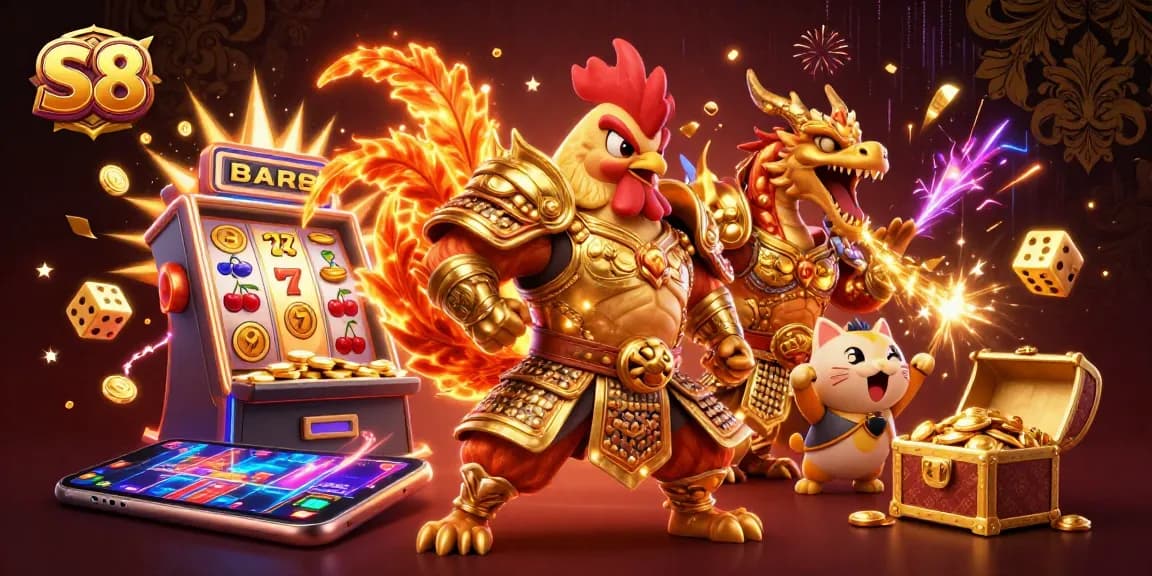 Engage with the vibrant S8 online casino experience featuring animated characters in an exciting jackpot scene.
