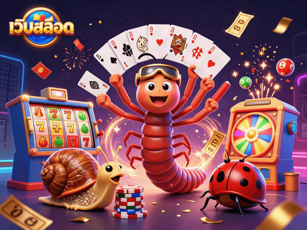 Engage in thrilling เว็บสล็อต experiences with a vibrant 3D casino scene featuring dynamic characters and exciting game elements.