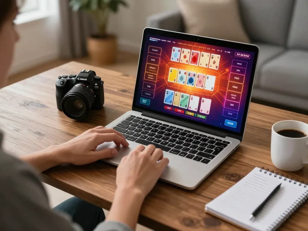 Play blackjack online with du88 in a cozy home setting, focusing on strategic gameplay and vibrant visuals.