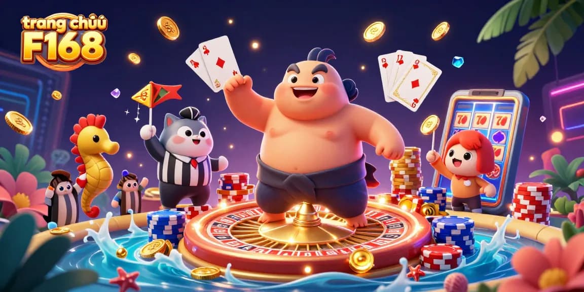 Experience the excitement at trang chủ F168 with vibrant 3D casino elements and engaging characters.