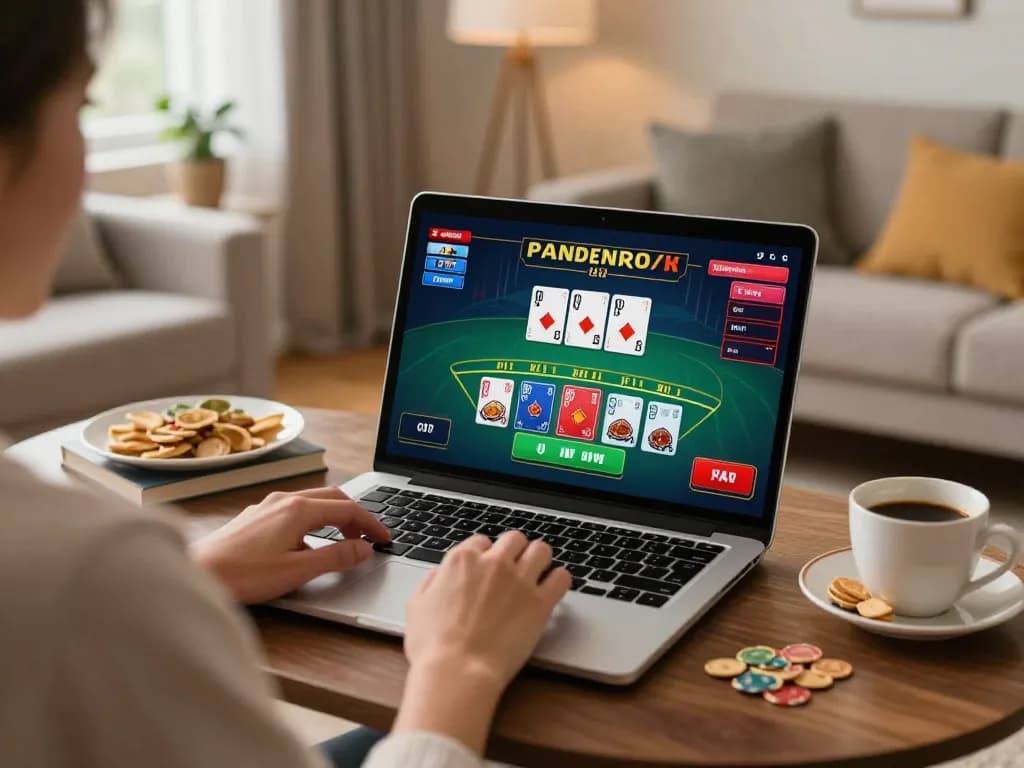 NK88 online gaming setup with player focused on live dealer blackjack interface in cozy living room