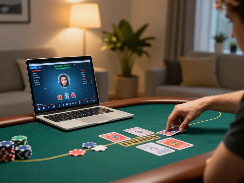 F8BET player strategically placing a bet during an intense online poker session