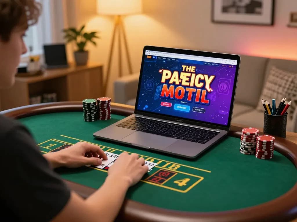 Player engaging with live dealer game on MMOO platform, placing strategic bets in a cozy home setting