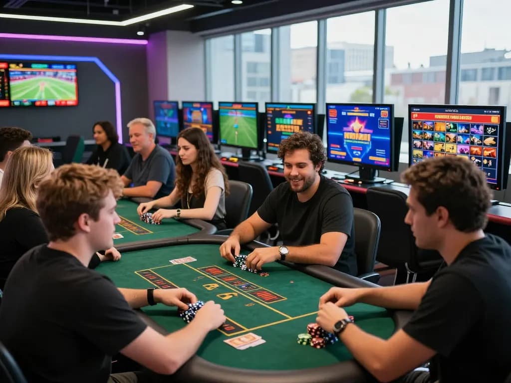 Players enjoying an engaging online gaming experience at HM88 with excitement and modern technology.