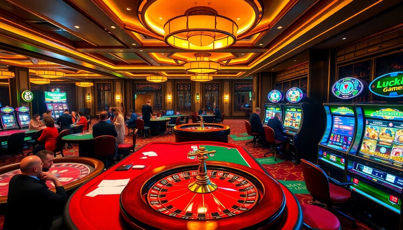 Experience the thrill of Luck8 games with players engaged at a vibrant casino table full of excitement.
