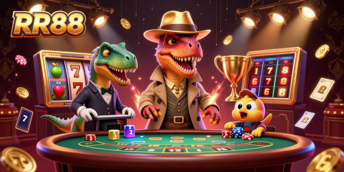 RR88 engages players in thrilling blackjack action with vibrant and detailed 3D gambling illustration.