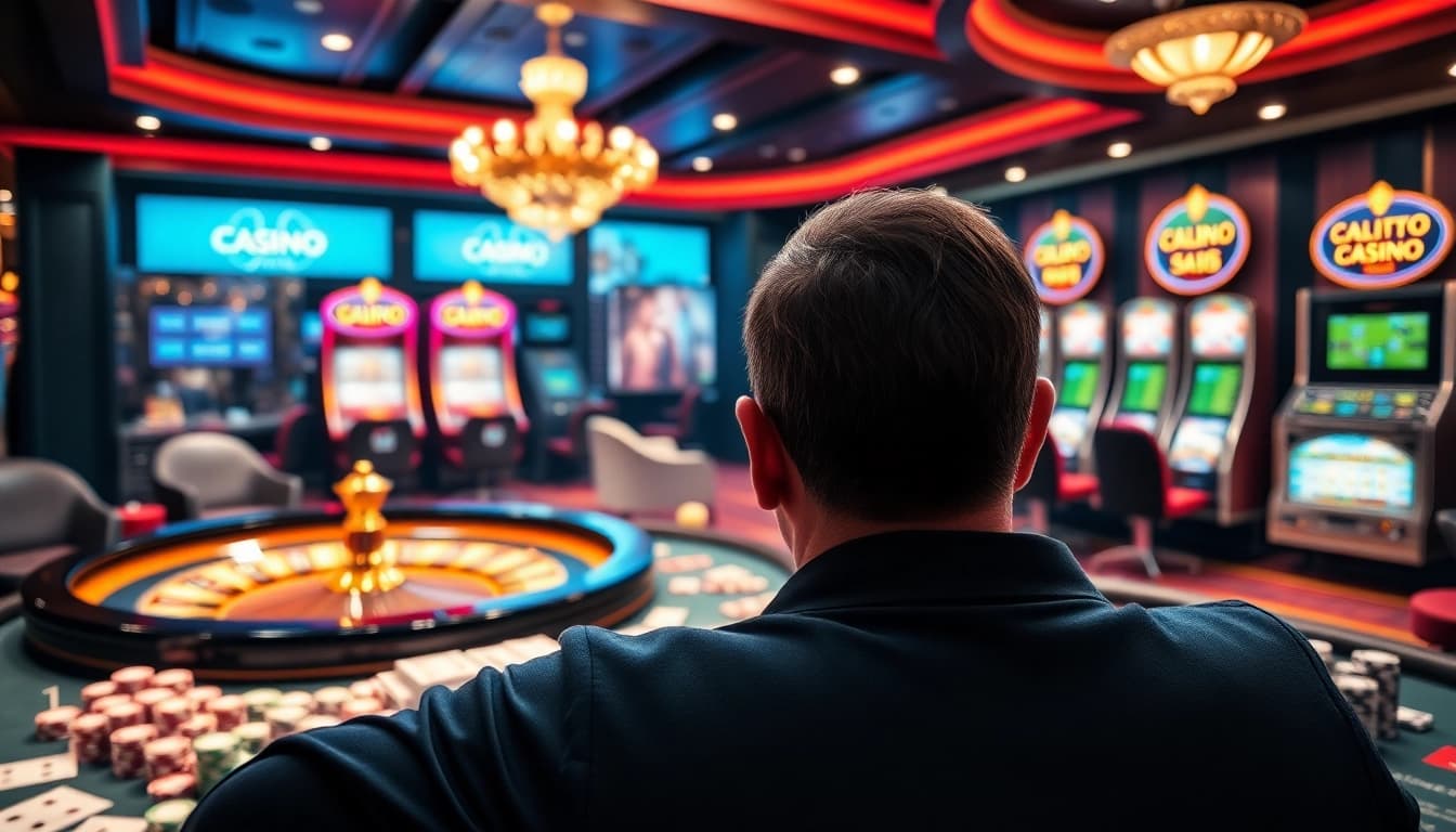 SODO CASINO - Exciting gambling scene with roulette wheel, poker chips, and vibrant slot machines.