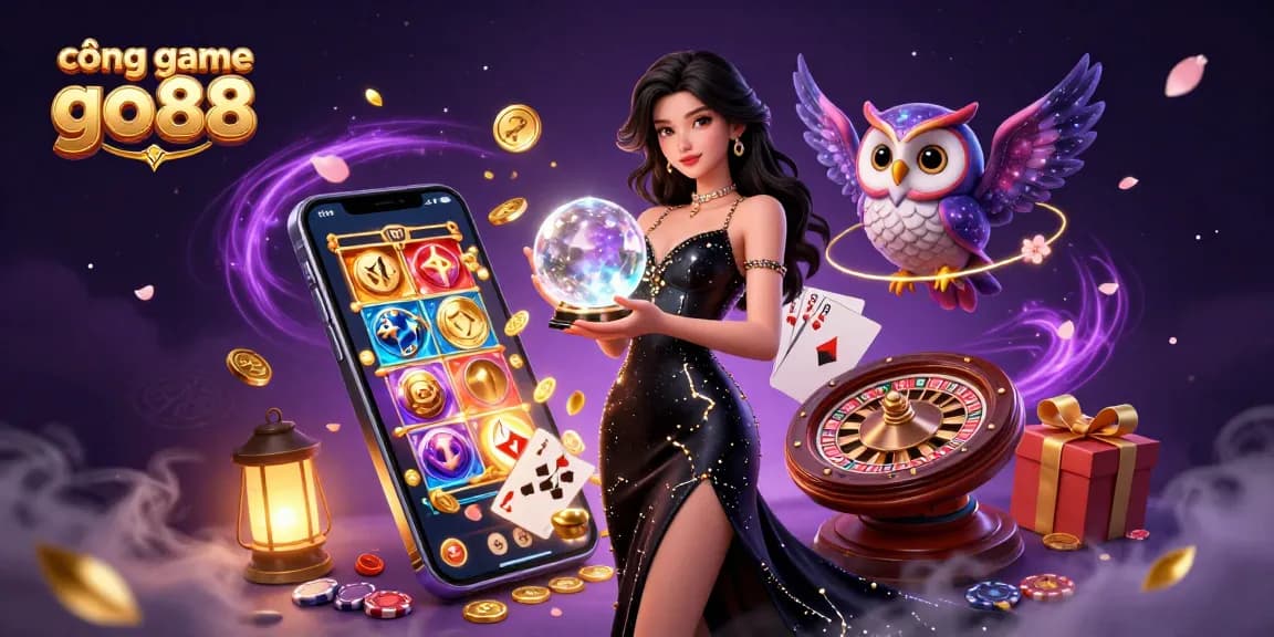 Engage with cổng game go88 and explore vibrant gaming elements in an enchanting 3D illustration.
