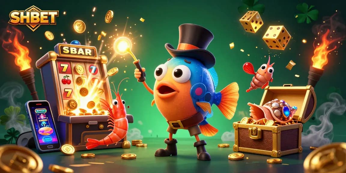 Experience thrilling gameplay with SHBET's exciting fantasy casino illustration featuring joyful characters and dynamic gaming elements.
