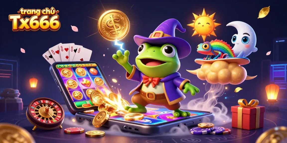 Experience the thrills of gambling at trang chủ Tx666 with vibrant characters amidst stormy gold coin action.