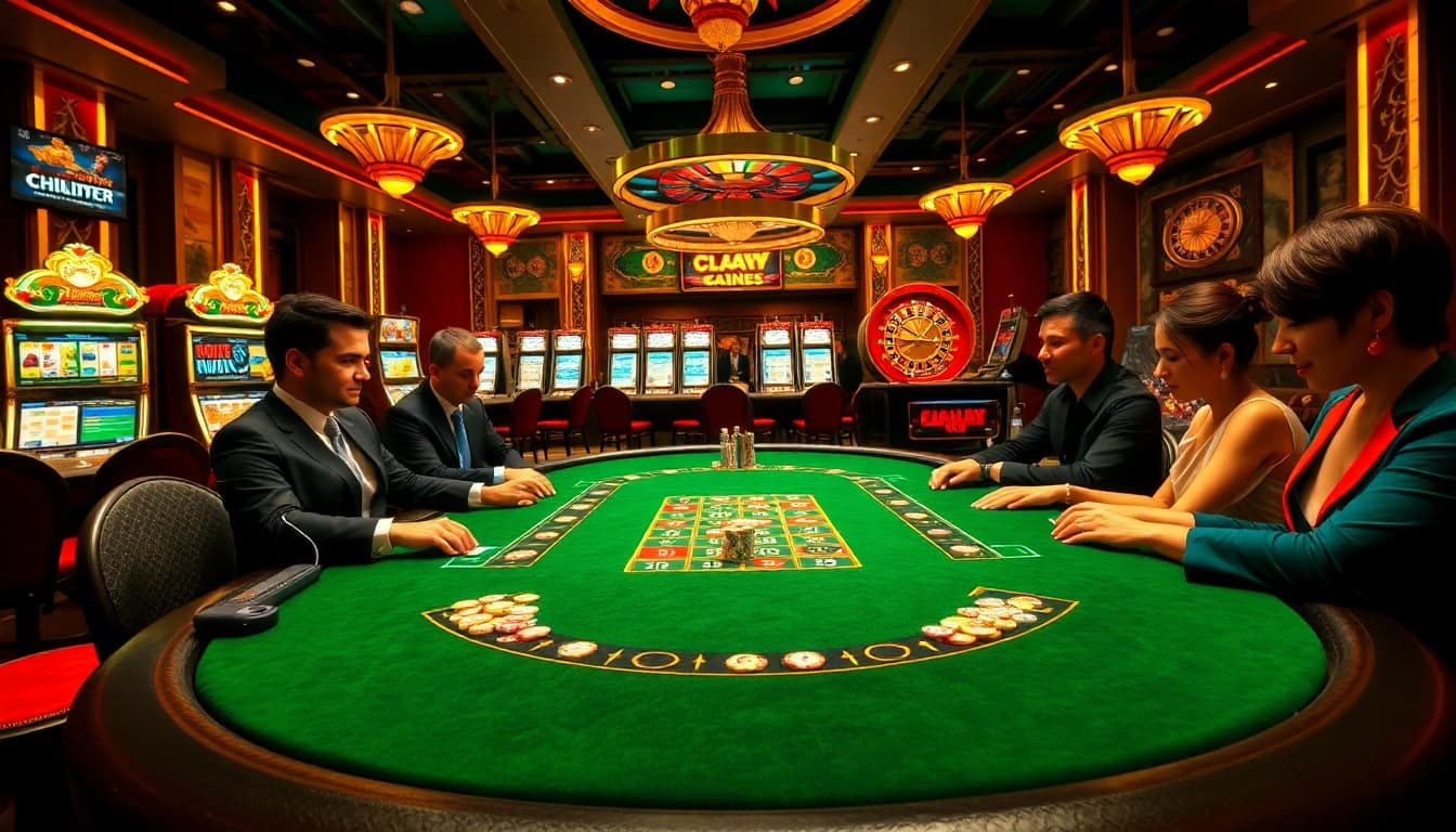 Players engage in an exciting game of Dominoqiu at a lavish casino table filled with luxurious poker chips.